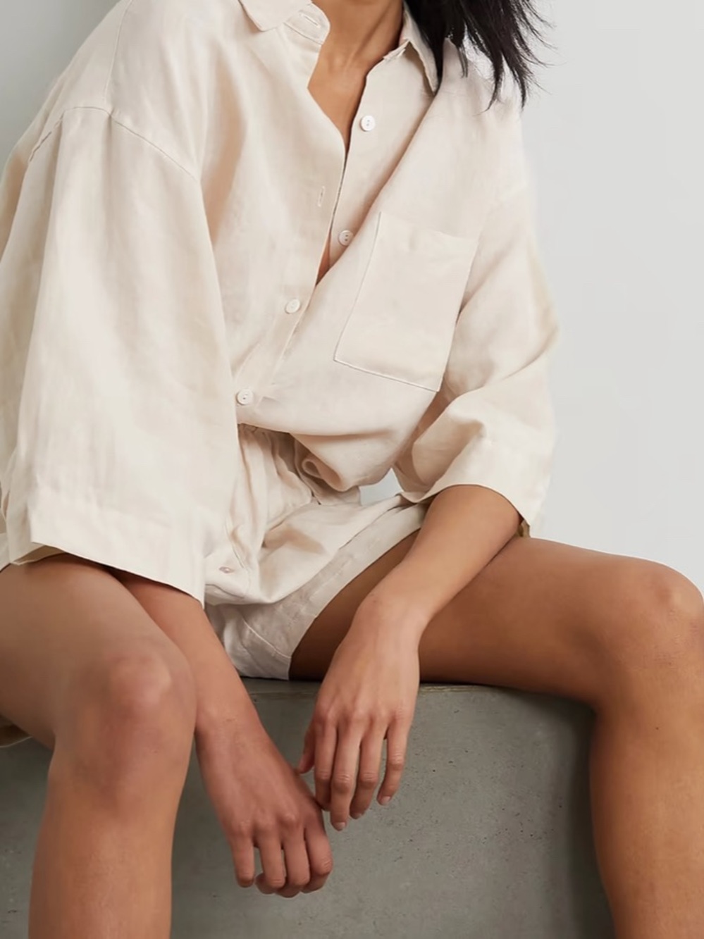 *SOLD* Deiji Studios Relaxed Button-Down Shirt in Light Cream